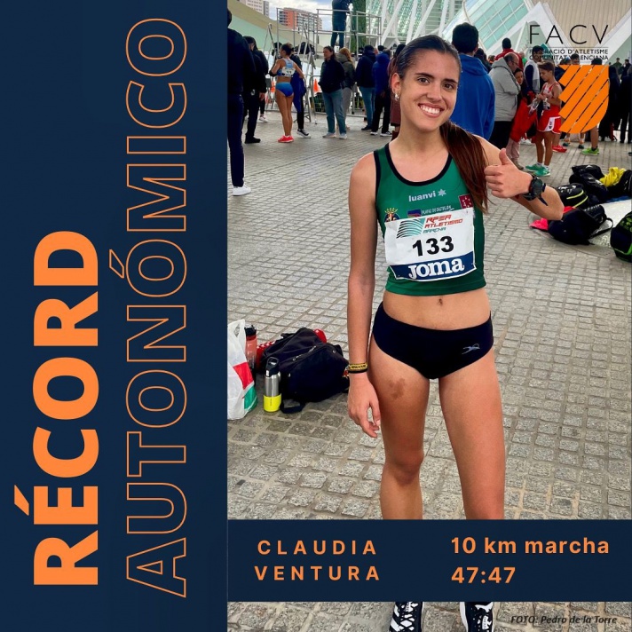 Record Autonómico Absoluto de Claudia Ventura en 10 km Marcha en Ruta /Rècord Autonòmic Absolut de Claudia Ventura en 10 km Marxa en Ruta 