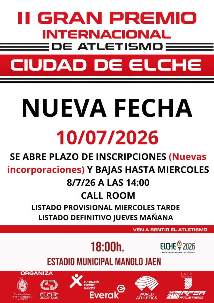 Gran Premio Ciudad de Elche AL 2026 - NUEVA FECHA/Gran Premi Ciutat d'Elx AL 2026 - Nova Data